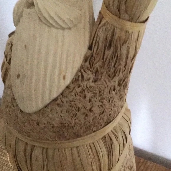 In excellent condition, vintage hand made corn husk Santa .